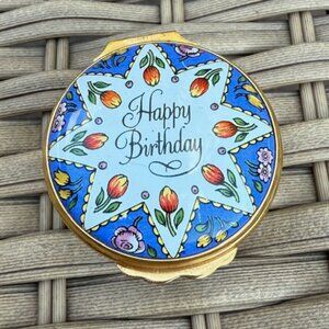 Halcyon Days Birthday Enamel Box collectibles Jewelry Pill etc